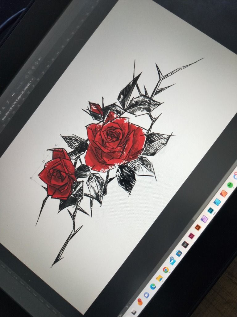 Taouage-Illustration de roses géométriques pour un particulier-illustration numérique