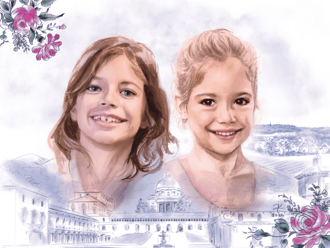 Portrait personnalisé à l'aquarelle
