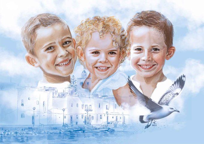Portrait personnalisé à l'aquarelle