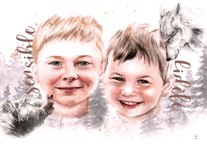 Portrait personnalisé à l'aquarelle